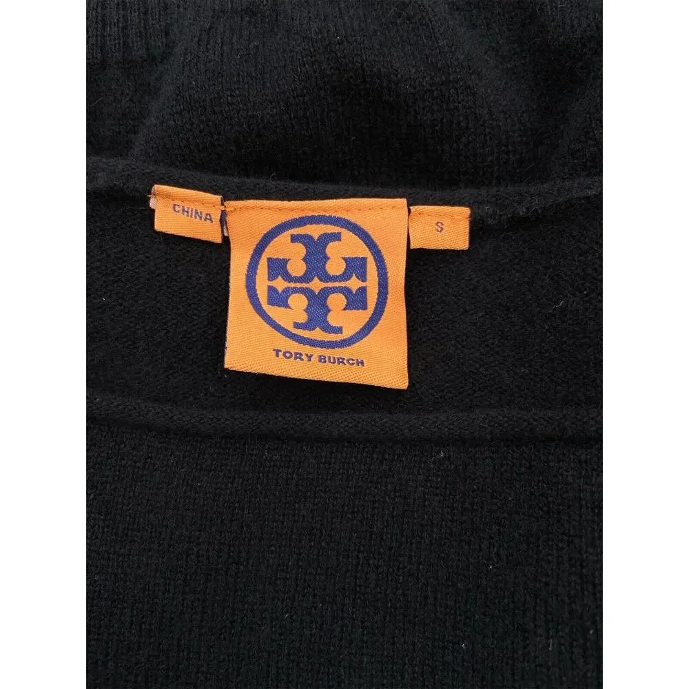 Tory Burch Women Small Sweater Cashmere Black Knit‎ Pullover Dolman Sleeve